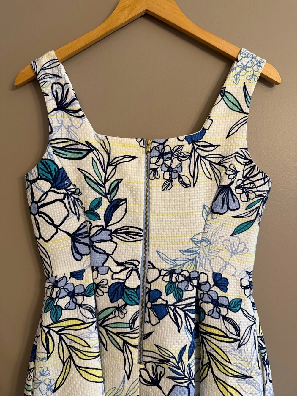 Danny & Nicole Blue and White Floral Square-Neck Mini Dress Pockets 6P - Picture 5 of 11
